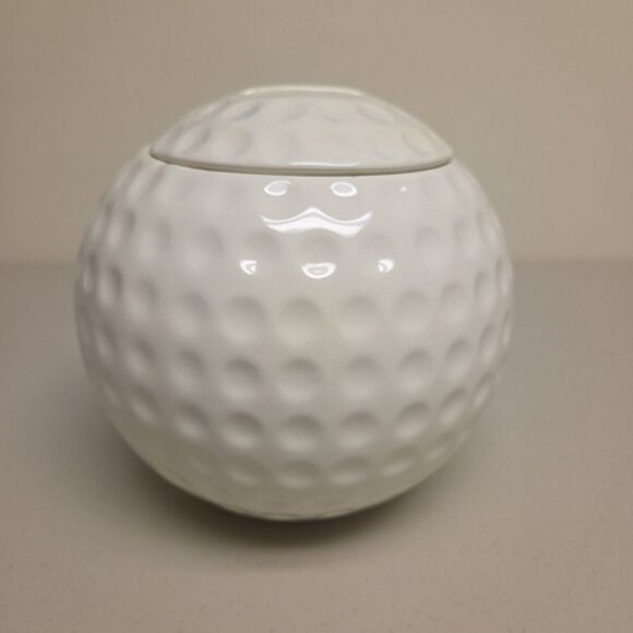 Golf Ball Cookie Jar Treasure Craft White Made In USA 8” Diameter Vintage RARE - Picture 1 of 11